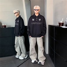 2025新款字母印花衫卫衣黑色宽松百搭休闲外套男，女装短外套，电商C307