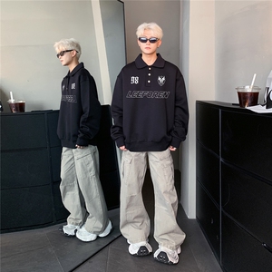 2025新款字母印花衫卫衣黑色宽松百搭休闲外套男图片