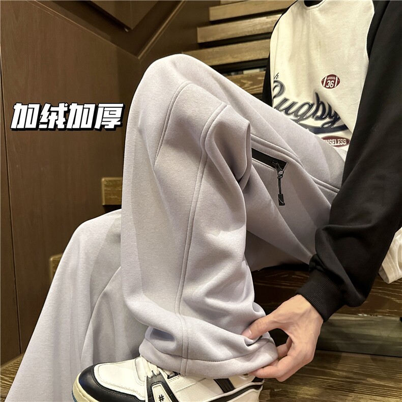 A749-特P45 加绒加厚华棉卫裤弯刀运动裤 保暖休闲裤 3图片