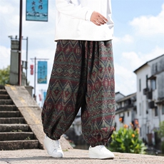 2025秋冬新款加厚保暖民族风灯笼裤风宽松休闲裤2530-P75，男装民族服装，电商A057B