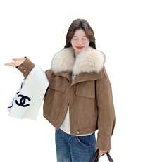 2025冬季新款已出现货！环保毛领大翻领50绒麂皮派克服，女装羽绒服，2C015