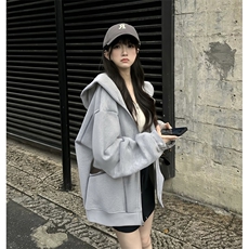 抖音得物高品质秋冬美式高街重磅结构辑明线纹理连帽卫衣外套W111，男装卫衣，电商A486