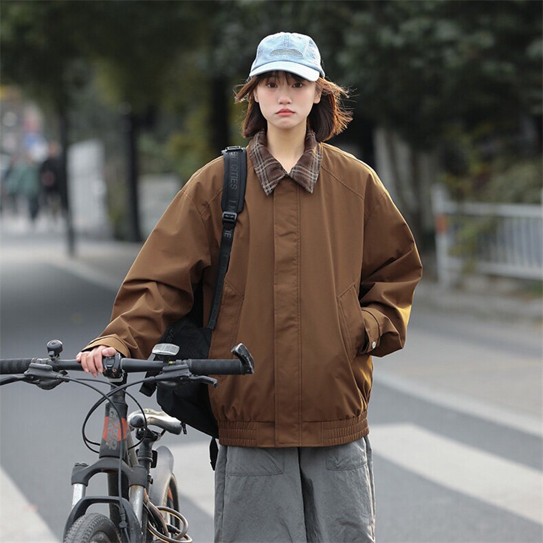 中性风格子夹克春季假两件潮牌翻领棒球服大码外套A436-1802-P75,男装夹克,电商A436