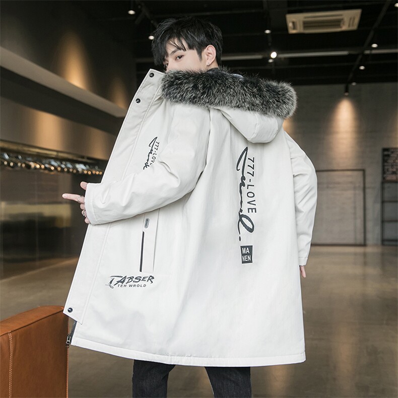 不断货男士派克服中长款棉衣加绒加厚风衣连帽外套JR917-P90,男装风衣,星座301D(原星座1004-8）