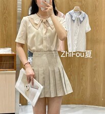 夏季新款双层荷叶领衬衫，女装衬衫，知否