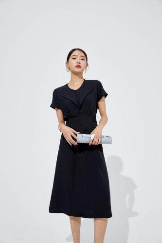 现货双领显瘦连衣裙，女装连衣裙，M&VC