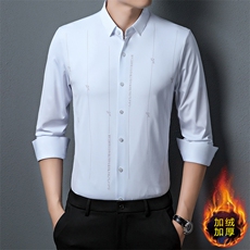 H8300钱塘2020-3中年男士商务休闲简约秋季新款厚款加绒衬衣P82，男装衬衫，钱塘207-3
