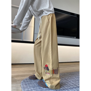 抖音品质腊肠狗刺绣美式设计感宽松工装裤B315-K25329-特p42控78图片