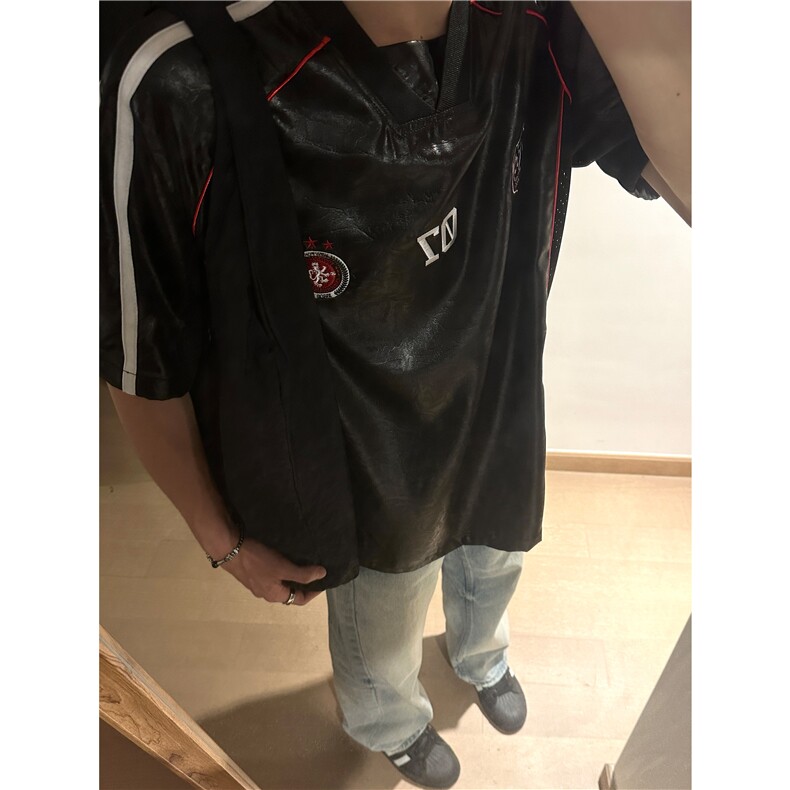 美式复古镂空透气运动pu皮短袖t恤男夏季宽松小众上衣GTX132,男装T恤,星座208-5