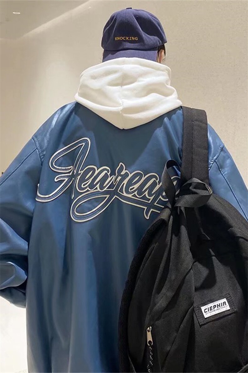 美式PU皮棒球服外套男春秋季ins宽松休闲百搭夹克CW2327-P58,男装夹克,星座512-2