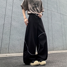 ins嘻哈街头链条拼接牛仔裤男女宽松裤子潮长裤NZ0926-P60，男装牛仔裤，星座308B-2