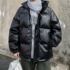 EQ345美式绣花PU皮棉衣冬季加厚保暖外套男潮流棉服2024新款，男装棉衣，电商C306-1
