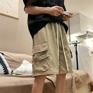 夏季高质量大码宽松休闲工装裤短裤嘻哈炸街时尚口袋抽绳设计DK51图片