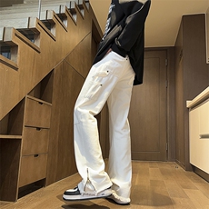 工装牛仔裤休闲裤男生秋季宽松阔腿裤潮牌直筒长裤N24-P48，男装牛仔裤，星座308B-1