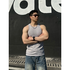 重磅弹力透气螺纹背心男款打底t恤弹性健身运动310A-4-BX66-P13，男装T恤，星座310A-4