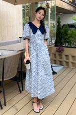 【新款有现货】碎花连衣裙长款82366-P105-K145，女装连衣裙，一九零