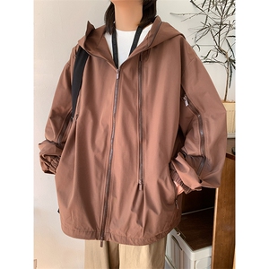 秋季新款潮机能风拉件连帽冲锋衣外套宽松百搭夹克CYJK9126-P80图片
