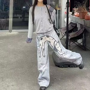 网红款美式高街斑点狗打印牛仔裤 p50 Y9191图片