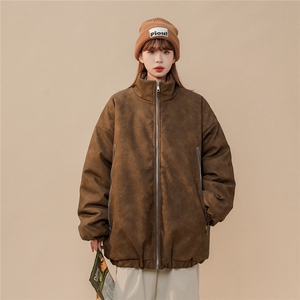 1PU皮复古做旧双侧金属拉链大码M-5XL加棉棉衣男MY77092P130控198图片
