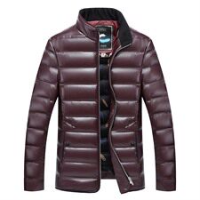 羽绒服仿皮料纯色立领散口袖白鸭绒2020年冬季商务休闲青春流行运动，男装羽绒服，星座802