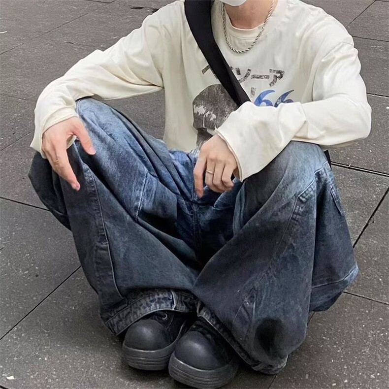 美式做旧擦色设计感阔腿牛仔裤ZK0292-P65,男装牛仔裤,星座313A(原308A-2)