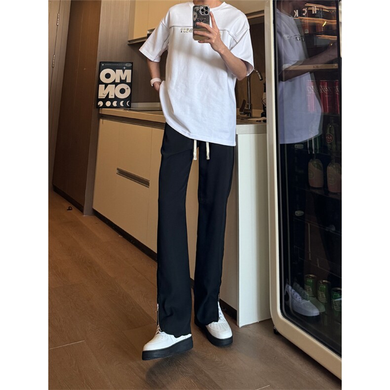 现货 松紧腰冰丝修身拉链西裤休闲裤男 K701-K702-K703-P45 控68图片