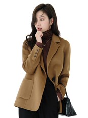 秋冬气质毛呢外套女装2024年爆款小个子韩版通勤显瘦西装呢子大衣，女装毛呢外套，红依娜