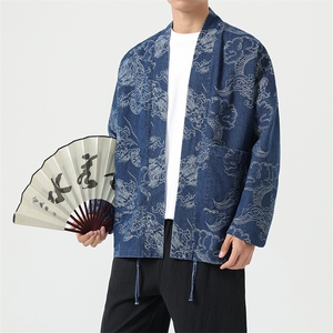 春夏 新中式道袍提花牛仔衣外套日系潮风汉服开衫 H335/P110图片