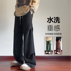 抖音品质秋季新款潮流水洗褶皱宽松休闲裤B315-K24263-特p45控88，男装休闲裤，电商B315