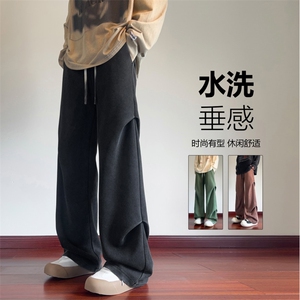 抖音品质秋季新款潮流水洗褶皱宽松休闲裤B315-K24263-特p45控88图片