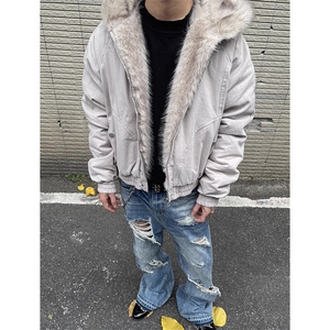 现货高品质美式高街冬季重磅硬挺短款座山雕毛领棉衣男女加厚外套图片