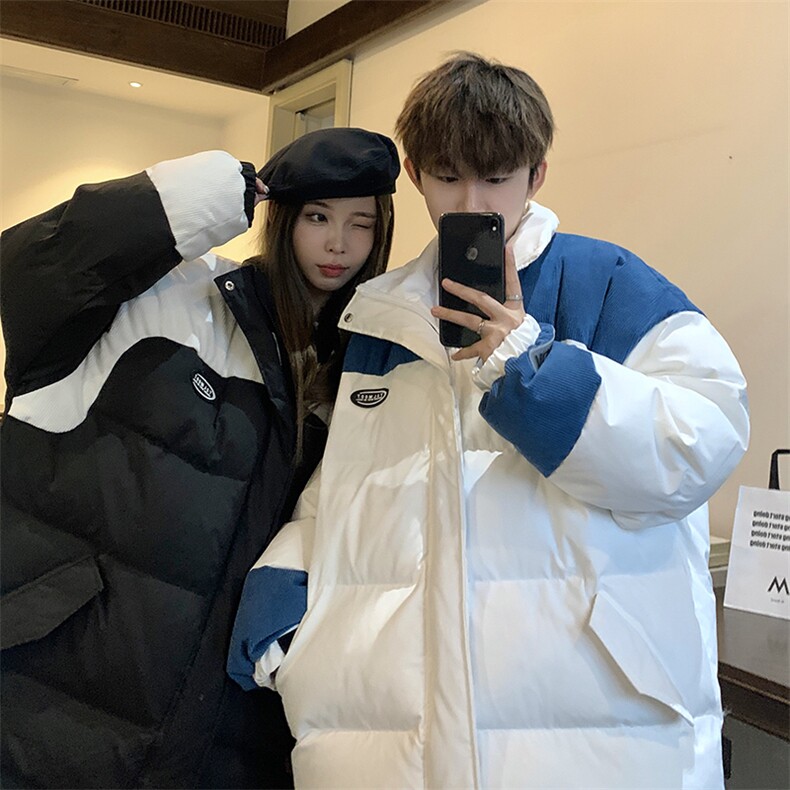 1港风情侣灯芯绒拼接棉衣男立领棉衣男外套男8718P128控168，男装棉衣，星座226-2