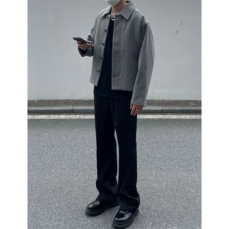 量大优垂感冰丝西裤cleanfit黑色休闲裤微喇vibe裤子XK175-特P35,男装西裤,星座1213