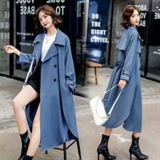 米白色风衣外套女中长款百搭春秋季新款韩系小个子英伦风流行大衣，女装风衣，超帛