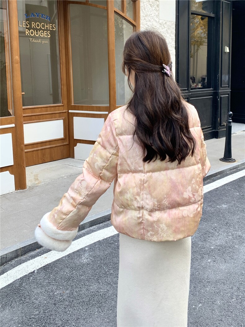 2025年冬季短款新中式短款羽绒服50白鸭绒RF2C290-7802#-P325-K42,女装羽绒服,蝶眷