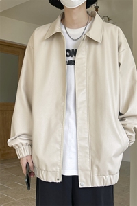 软皮衣服男士机车夹克翻领工装PU皮2025帅气短款JK2139-P75图片