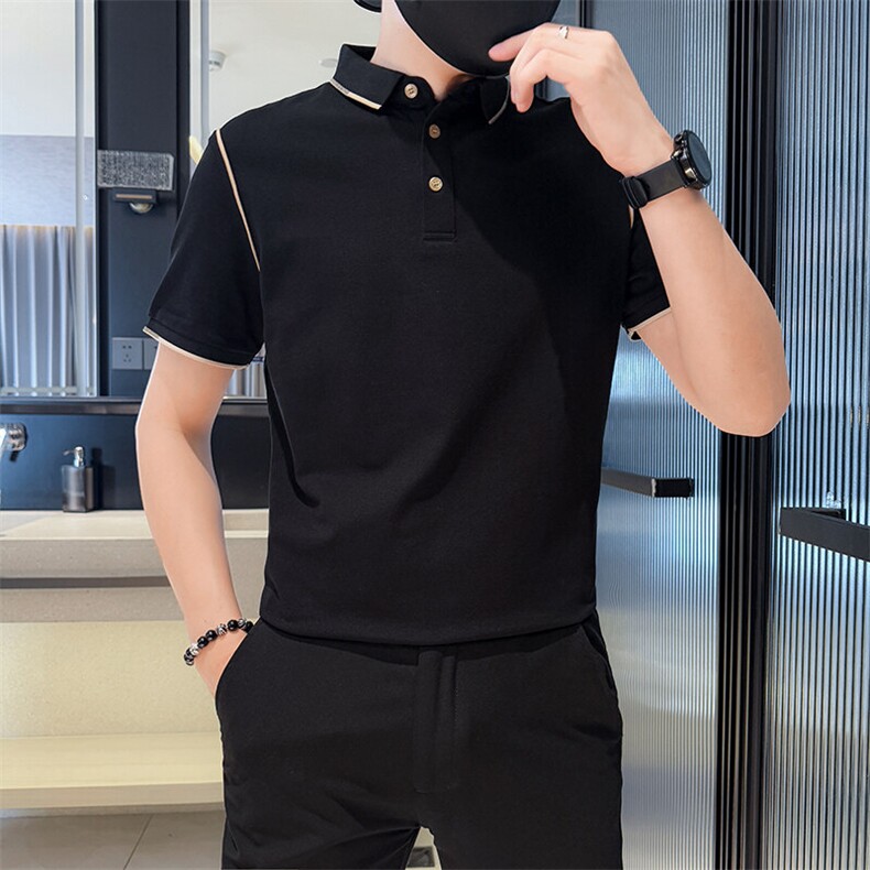 2025夏季新款织带设计简约短袖T恤翻领Polo衫9986-特P40,男装T恤,电商D342