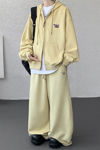 麂皮绒连帽卫衣运动套装男校园风运动服两件套学生班服TZ115-P128图片
