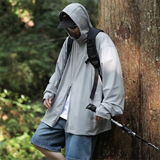 情侣防晒衣夏薄款连帽衣服潮牌日系户外防紫外线外套男W4913-P36，男装防晒衣，星座412
