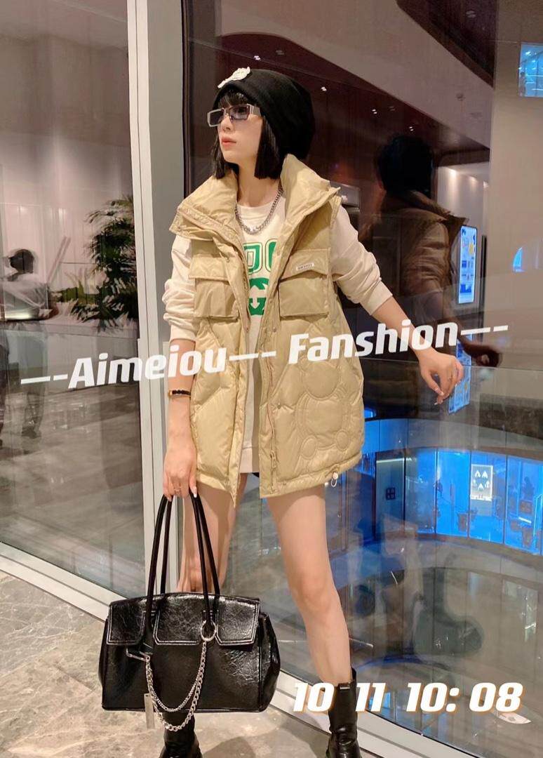 爱美欧现货小熊贴标羽绒马甲，女装马甲，爱美欧