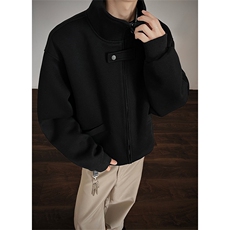 WY2025-特P55控98400克老钱风cleanfit短款宽松立领开衫外套男女，男装卫衣，电商A058-1（原电商C417）