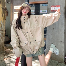 设计感炸街工装冲锋衣外套女2025春秋季新款韩系休闲短款夹克上衣，女装短外套，2C260