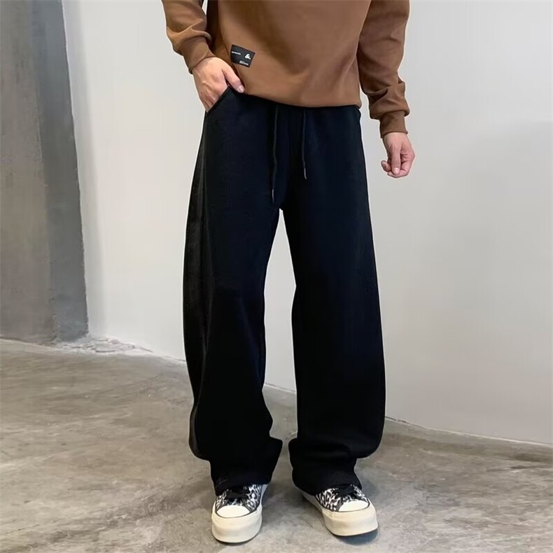 秋季美式休闲水洗做旧直筒裤男痞帅宽松复古弯刀阔腿裤潮XX8016，男装休闲裤，星座208-5