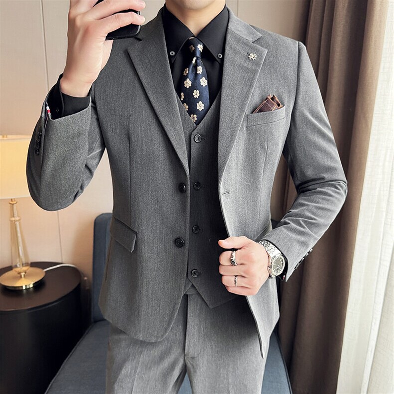 SJT812-P2102025春季时尚男士英伦双扣西服三件套装礼服,男装西服,星座507A（原星座306B-2）