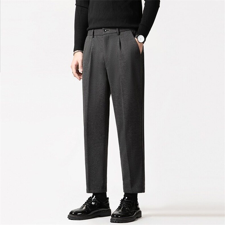 秋冬季新款男生毛呢长裤磨毛呢子直筒长裤垂感宽松西裤男休闲裤,男装休闲裤,星座506