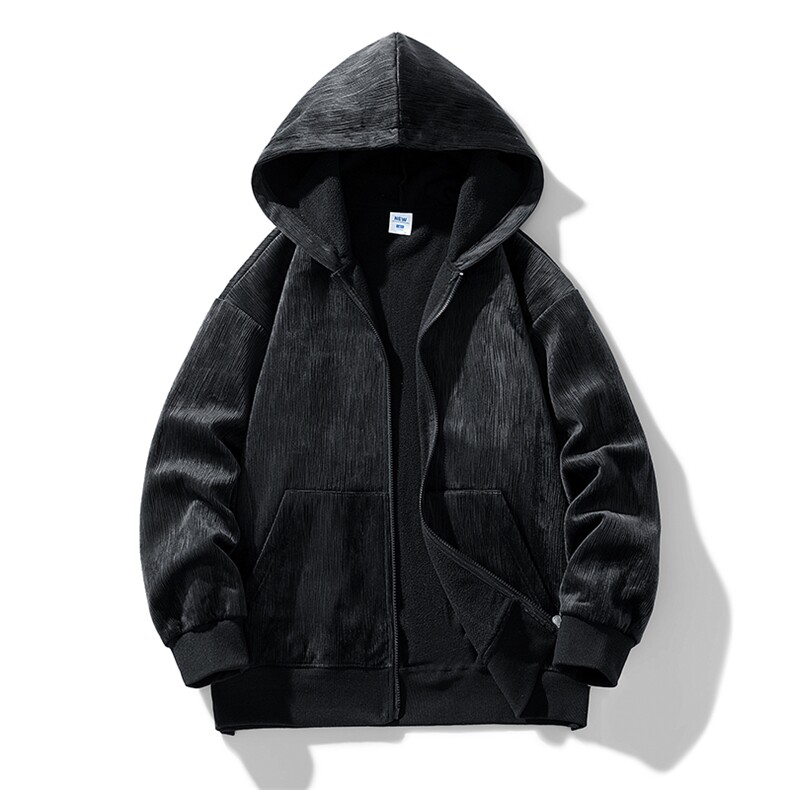 春秋新款纯色树皮纹一体绒连帽卫衣男女休闲百搭WT3424-P50,男装卫衣,星座717