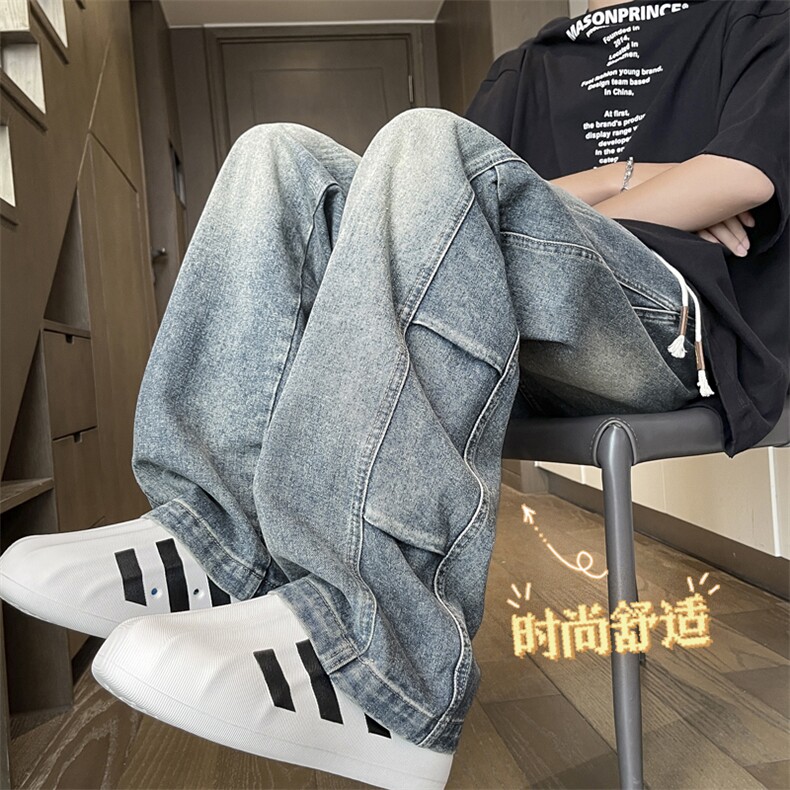美式高街复古牛仔裤男vibe潮牌宽松休闲百搭直筒K750-特批-45图片