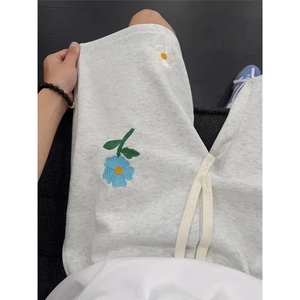 小花刺绣短裤男夏季外穿美式潮流宽松简约五分裤DAA103-P32图片