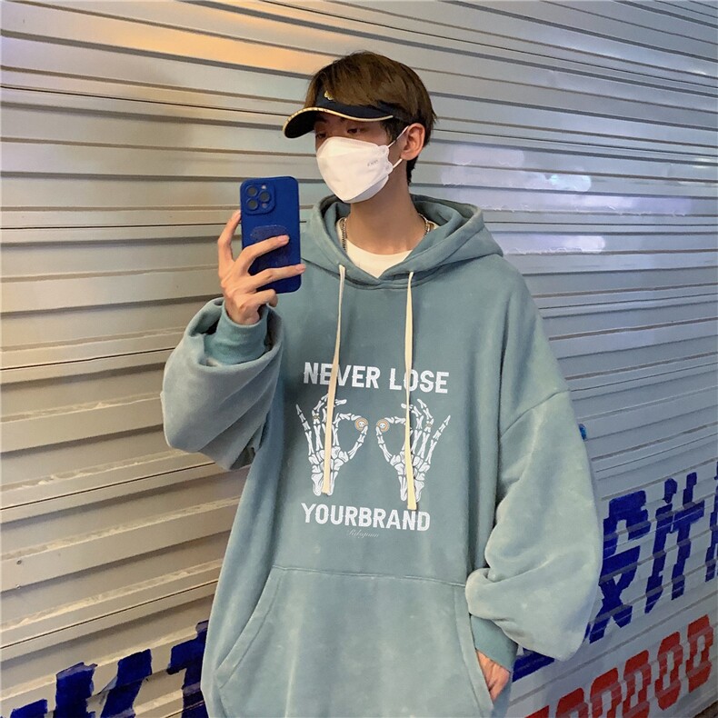 新款秋冬港风宽松连帽套头卫衣X5667-常规P70控88-加绒P80控98,男装卫衣,电商A061-1