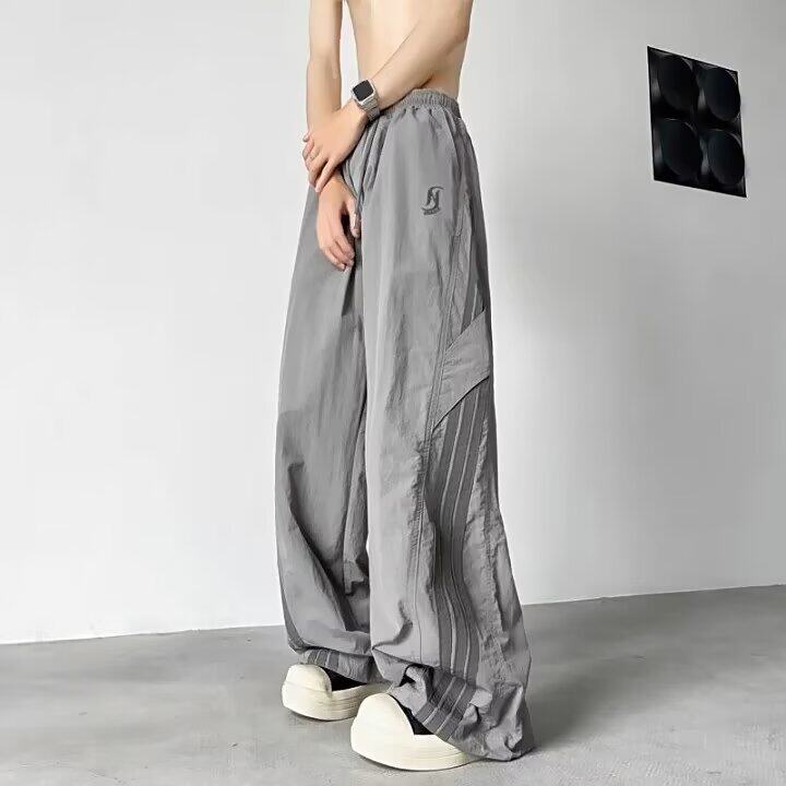 美式条纹速干伞兵裤男新款潮牌宽松阔腿直筒冲锋裤XK70-P42图片